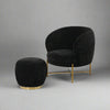 Occasional Arm Chair with Ottoman - Black Fabric