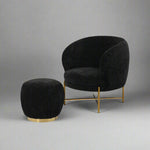Occasional Arm Chair with Ottoman - Black Fabric