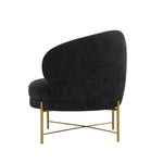 Occasional Arm Chair with Ottoman - Black Fabric