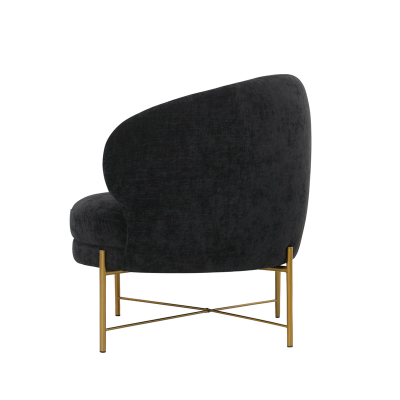 Occasional Arm Chair with Ottoman - Black Fabric