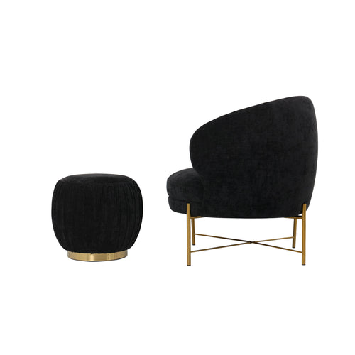 Occasional Arm Chair with Ottoman - Black Fabric