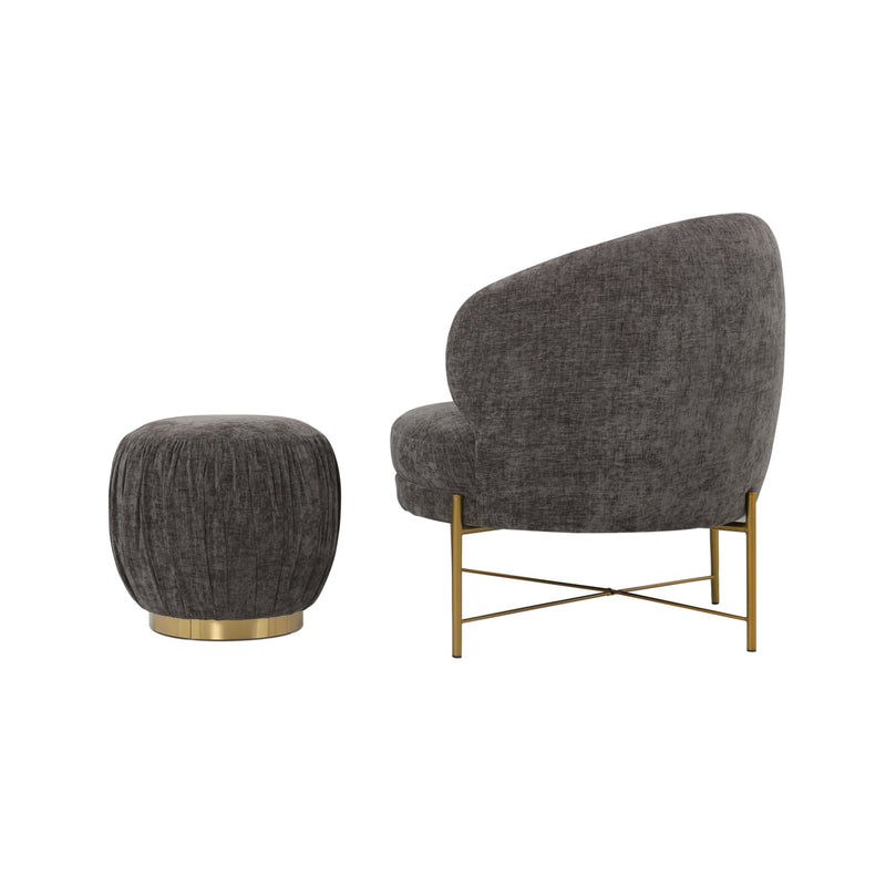 Occasional Arm Chair with Ottoman - Dark Grey Fabric