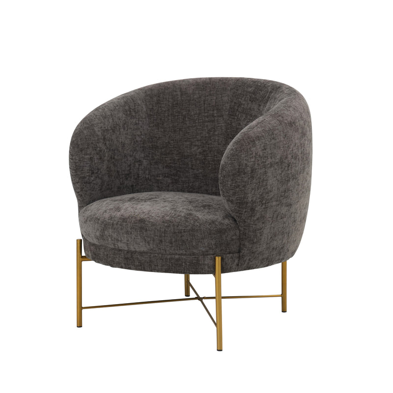 Occasional Arm Chair with Ottoman - Dark Grey Fabric