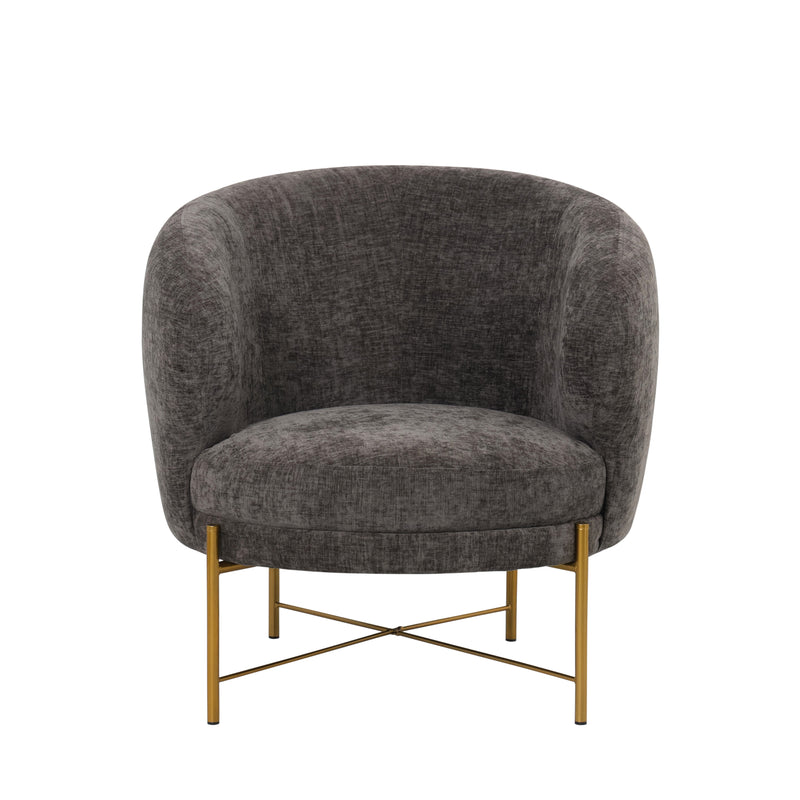 Occasional Arm Chair with Ottoman - Dark Grey Fabric