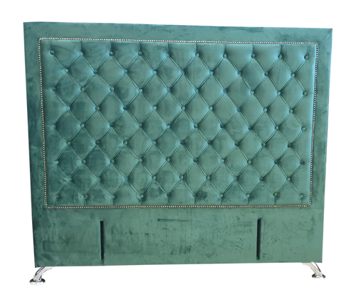 Ancona Buttoned Queen Headboard - Forest Green velvet