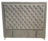 Ancona Buttoned King Headboard - Stone Grey Velvet