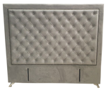 Ancona Buttoned King Headboard - Stone Grey Velvet