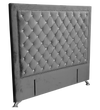 Ancona Buttoned King Headboard - Dark Grey Velvet with Crystals