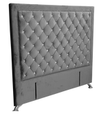 Ancona Buttoned King Headboard - Dark Grey Velvet with Crystals