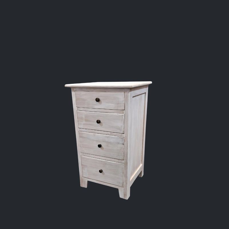Bedside/Lamp Table - Mindi Wood - Four Drawer - White Wash Finish