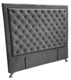 Ancona Buttoned Queen Headboard - Dark Grey Velvet