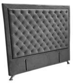 Ancona Buttoned Queen Headboard - Dark Grey Velvet