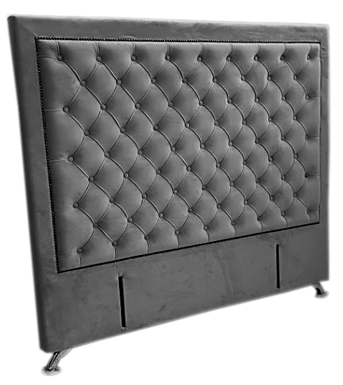Ancona Buttoned Queen  Headboard- Dark Grey Velvet