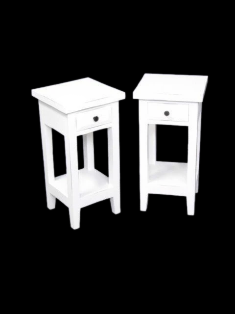 Bedside Cabinet Pair - Mindi Wood - White Finish