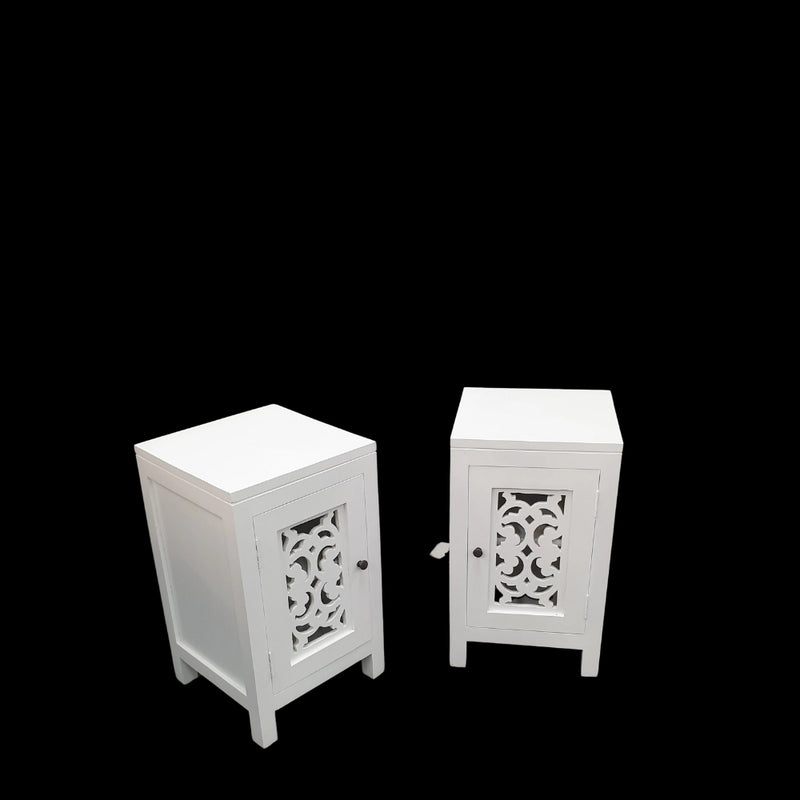 Bedside Cabinet Pair - Mindi Wood - White