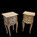 Bedside Cabinet Pair- Mindi Wood - Natural Finish