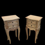 Bedside Cabinet Pair- Mindi Wood - Natural Finish