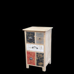 Bedside/Lamp Table - Mindi Wood - Five Drawer - Natural Red Vintage