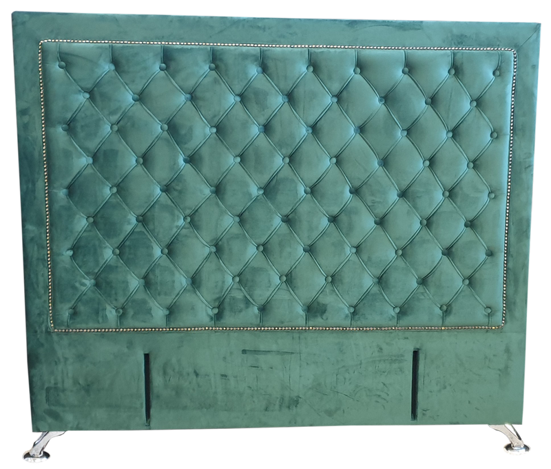 Ancona Buttoned Queen Headboard - Forest Green velvet