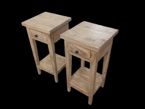 Bedside Cabinet Pair (60cms) - Mindi Wood - Natural Finish