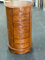 Handcrafted Wooden Carved Stool – Elegant Storage & Style