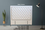 Ancona Buttoned Super King Headboard - Light Cream Velvet
