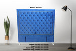 Ancona Buttoned Queen Headboard - Navy Blue Velvet