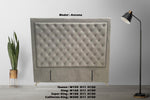 Ancona Buttoned Super King Headboard - Light Grey Velvet