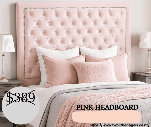 Ancona Buttoned Queen Headboard - Pink Velvet