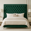 Ancona Buttoned Queen Headboard - Forest Green velvet