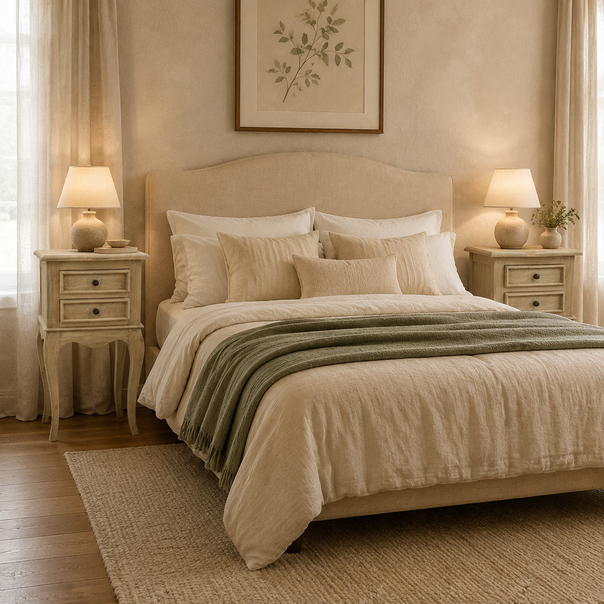 Bedside Table Pair - Solid Mindi Wood - Natural Finish - 80cms