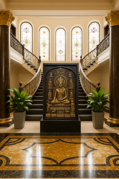 Grand Golden Buddha Wall Panel