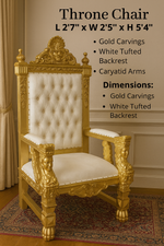Throne Chair (King/Queen Chair) - Mahogany Wood - Light Cream