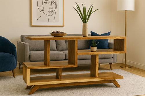 Modern Wooden Console Table – Z Frame Design - Suar Wood