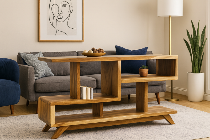 Modern Wooden Console Table – Z Frame Design - Suar Wood