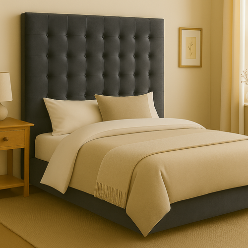 Maison Buttoned King Headboard - Dark Grey Velvet