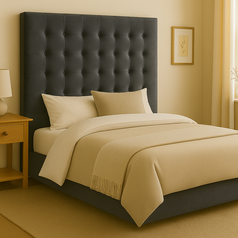 Maison Buttoned Super King Headboard - Dark Grey Velvet