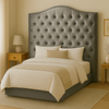 Nero Buttoned Queen Headboard - Dark Grey Velvet