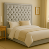 Ancona Buttoned Queen Headboard - Light Grey Velvet