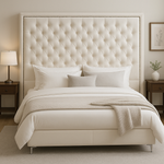 Ancona Buttoned Super King Headboard - Light Cream Velvet