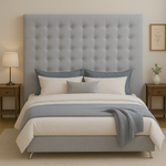 Maison Buttoned Queen Headboard - Light Grey Fabric