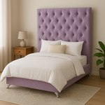 Dahlia Buttoned King Single Headboard - Violet(Lavender) Velvet