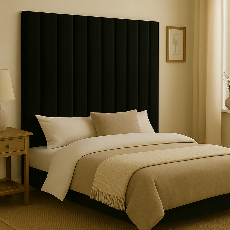 Victor Queen Headboard - Black Velvet