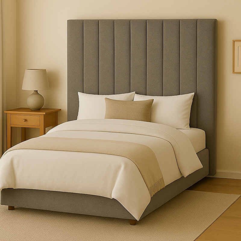 Victor Queen Headboard - Medium Grey Fabric