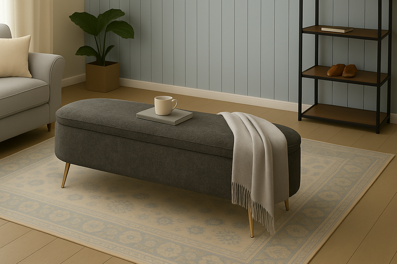 LONG OTTOMAN / STORAGE (Dark grey Fabric)