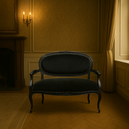 French Style Love Seat / Sofa - Mahogany Wood