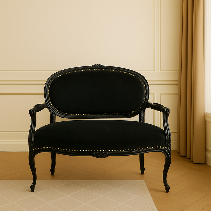 French Style Love Seat / Sofa - Mahogany Wood