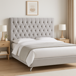 Dahlia Buttoned Headboard Light Grey Velvet - Super King