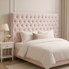 Dahlia Buttoned Super King Headboard - Pink Velvet