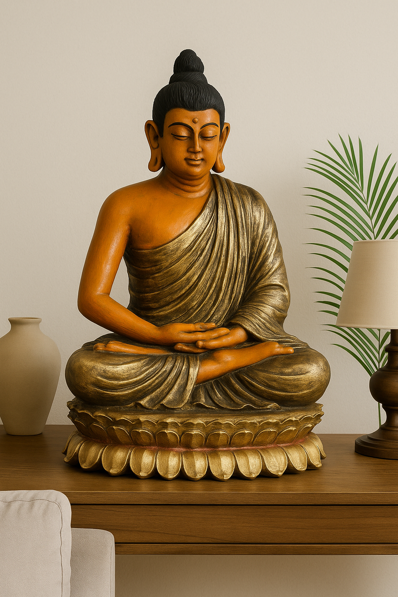 Handcrafted Buddha Statue – Solid Wood